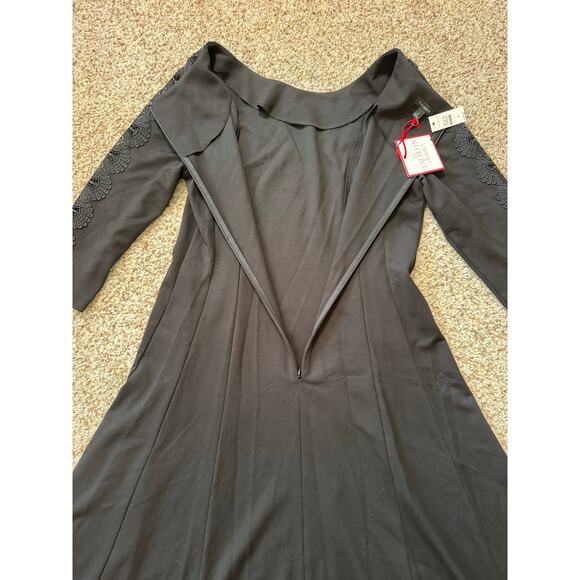TALBOTS Women's Dress, Black, Elegant Crochet sleeve cutouts; size 8; Black; NWT - Picture 9 of 15